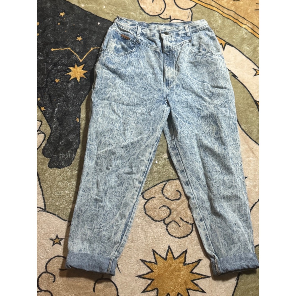 Vintage PS Gitano Acid Wash Mom Jeans High Waist Tapered Leg Denim Pants‎